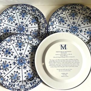 Set of 4 ©️ MMA 2007 French Blue & White Tin Plates